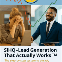 SIHQ Lead Generation That Actually Works cover showing transition from frustration to clarity through proven lead generation system