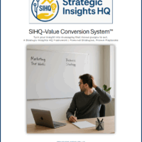 Business owner using value conversion system to map messaging and improve conversions.